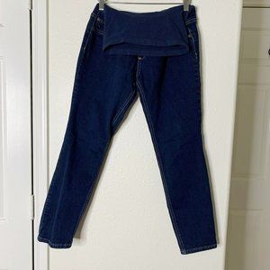 indigo blue maternity jeans dark wash blue skinny size large petite lp